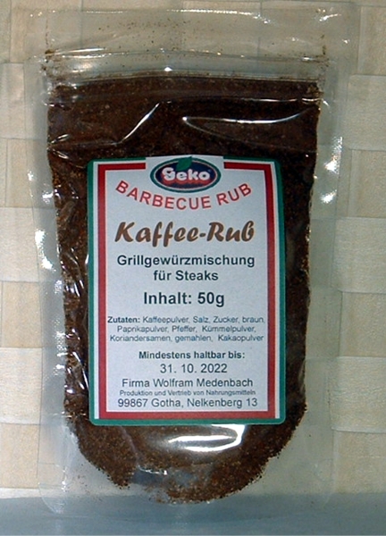 "GEKO" Kaffee-Rub - 50g BBQ Rub Grillgewürzmischung für Steaks #5742